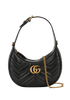 GG Marmont Half-moon Mini Bag, &pound;750, Handbags, Black, Leather, Front view